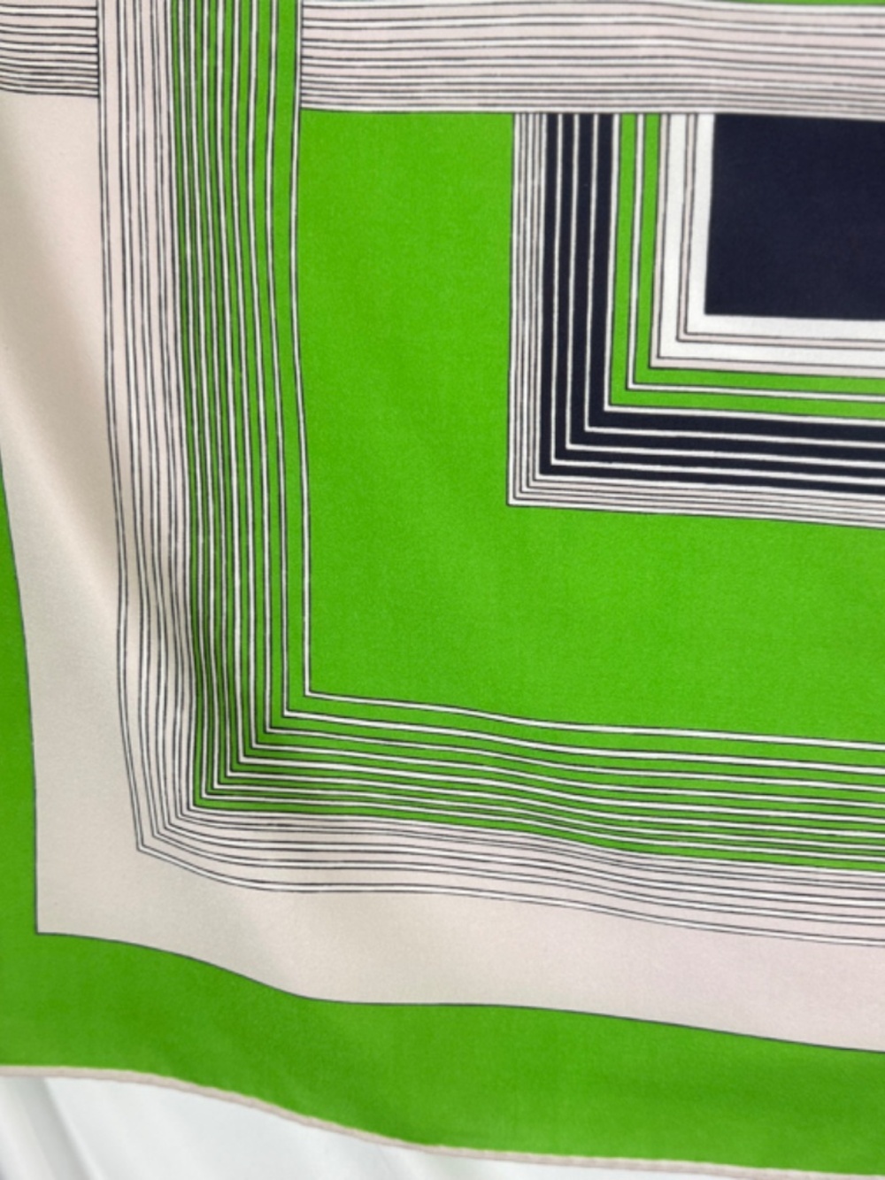 Vintage 1970s Hercolani Scarf Italy Poly Apple Green and Black Squares MCM - Picture 5 of 9
